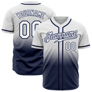 Custom White White-Navy Authentic Fade Fashion Baseball Jersey