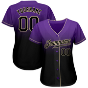 Custom Purple Black-Cream Authentic Fade Fashion Baseball Jersey