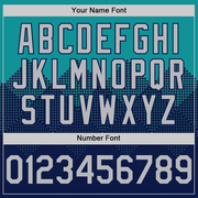 Custom Teal Gray-Navy 3D Pattern Design Gradient Square Shapes Authentic Baseball Jersey