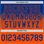 Custom Royal Orange 3D Pattern Design Gradient Square Shapes Authentic Baseball Jersey