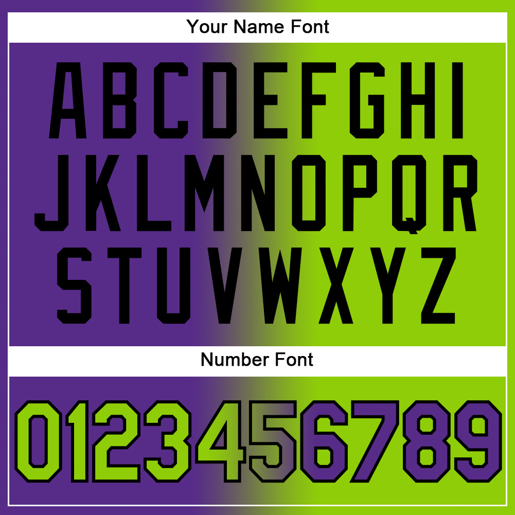 Custom Purple Neon Green-Black Authentic Gradient Fashion Baseball Jersey