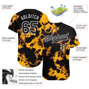 Custom Tie Dye Black-White 3D Authentic Baseball Jersey
