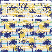 Custom White Gold-White 3D Pattern Design Hawaii Palm Trees Authentic Baseball Jersey