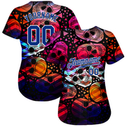 Custom 3D Pattern Halloween Skulls Authentic Baseball Jersey