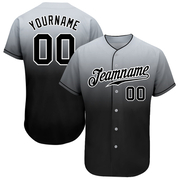 Custom Gray Black-White Authentic Fade Fashion Baseball Jersey