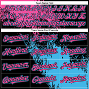 Custom Pink Black-Sky Blue 3D Pattern Design Abstract Brush Stroke Authentic Baseball Jersey