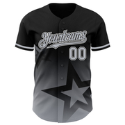 Custom Black Gray-White 3D Pattern Design Gradient Style Twinkle Star Authentic Baseball Jersey
