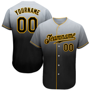 Custom Gray Black-Gold Authentic Fade Fashion Baseball Jersey