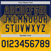 Custom Navy Gold 3D Pattern Design Gradient Square Shapes Authentic Baseball Jersey