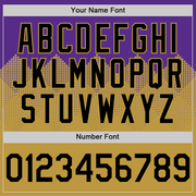 Custom Purple Black-Old Gold 3D Pattern Design Gradient Square Shapes Authentic Baseball Jersey