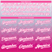 Custom Gray White-Pink 3D Pattern Design Gradient Square Shape Authentic Baseball Jersey