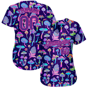 Custom 3D Pattern Design Colorful Flowers And Mushrooms Psychedelic Hallucination Authentic Baseball Jersey