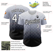 Custom Gray White-Black 3D Pattern Design Gradient Square Shape Authentic Baseball Jersey