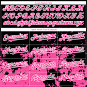 Custom Black Pink-White 3D Pattern Design Abstract Splash Grunge Art Authentic Baseball Jersey