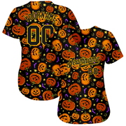 Custom 3D Pattern Halloween Pumpkins Bats Stars Authentic Baseball Jersey