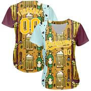 Custom Yellow White 3D Pattern Design Beer Festival Authentic Baseball Jersey