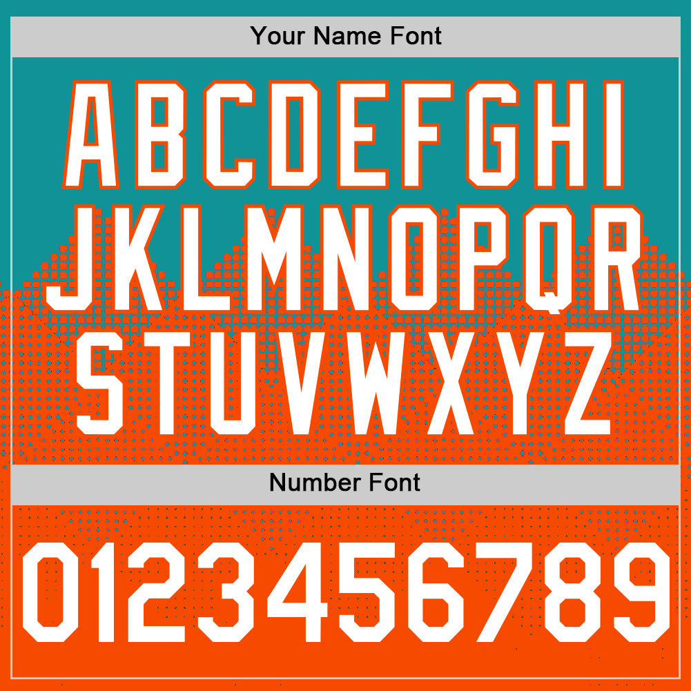 Custom Teal White-Orange 3D Pattern Design Gradient Square Shapes Authentic Baseball Jersey