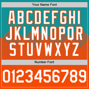 Custom Teal White-Orange 3D Pattern Design Gradient Square Shapes Authentic Baseball Jersey