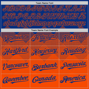 Custom Royal Orange 3D Pattern Design Gradient Square Shapes Authentic Baseball Jersey