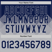 Custom Navy Gray 3D Pattern Design Gradient Square Shapes Authentic Baseball Jersey