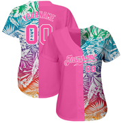 Custom 3D Pattern Design Tropical Palm Leaves Authentic Baseball Jersey