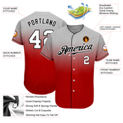 Custom Gray White-Red Authentic Fade Fashion Baseball Jersey
