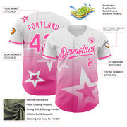 Custom White Pink 3D Pattern Design Gradient Style Twinkle Star Authentic Baseball Jersey