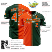Custom Green Orange-White Authentic Gradient Fashion Baseball Jersey