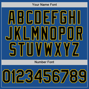 Custom Blue Black-Yellow Mesh Authentic Throwback Baseball Jersey