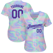 Custom 3D Pattern Design Abstract Trendy Holographic Vaporwave Style Authentic Baseball Jersey