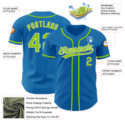 Custom Blue Neon Green-White Authentic Baseball Jersey