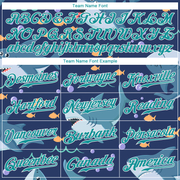 Custom Teal Teal-White 3D Pattern Design Sharks Authentic Baseball Jersey