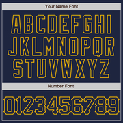 Custom Navy Gold 3D Pattern Design Abstract Splatter Grunge Art Authentic Baseball Jersey