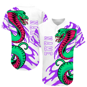 Custom White White-Purple 3D Snake Authentic Baseball Jersey