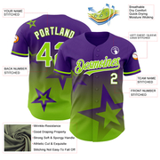 Custom Purple Neon Green-White 3D Pattern Design Gradient Style Twinkle Star Authentic Baseball Jersey
