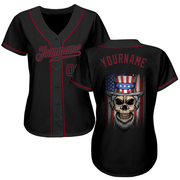 Custom 3D Pattern Design Skull Uncle Sam American Flag Authentic Baseball Jersey