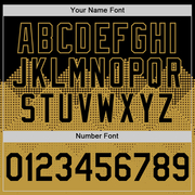 Custom Black Old Gold 3D Pattern Design Gradient Square Shapes Authentic Baseball Jersey