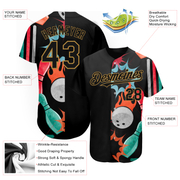 Custom Black Old Gold 3D Pattern Design Bowling Authentic Baseball Jersey