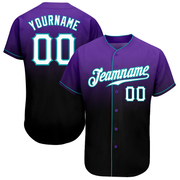 Custom Purple White-Black Authentic Fade Fashion Baseball Jersey