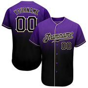 Custom Purple Black-Cream Authentic Fade Fashion Baseball Jersey