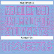 Custom Light Blue Pink 3D Pattern Design Geometric Stars Authentic Baseball Jersey