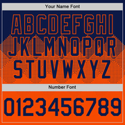 Custom Navy Orange 3D Pattern Design Gradient Square Shapes Authentic Baseball Jersey