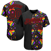 Custom Rainbow For Pride Month Love Is Love LGBT 3D Authentic Baseball Jersey