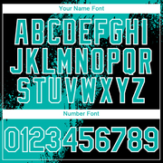 Custom Black Aqua-White 3D Pattern Design Abstract Brush Stroke Authentic Baseball Jersey