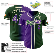 Custom Green Purple-Cream Authentic Gradient Fashion Baseball Jersey