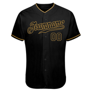 Custom Black Black-Old Gold Authentic Skull Fashion Baseball Jersey