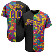 Custom Rainbow For Pride Month Love Is Love LGBT 3D Authentic Baseball Jersey