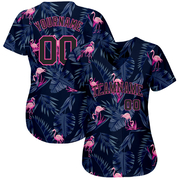 Custom 3D Pattern Design Hawaii Flamingo Authentic Baseball Jersey