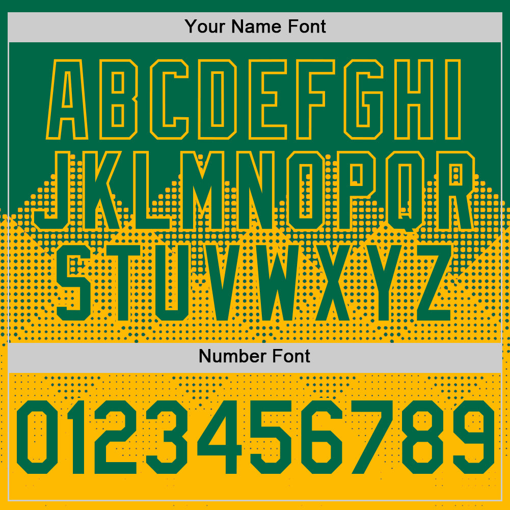 Custom Kelly Green Gold 3D Pattern Design Gradient Square Shapes Authentic Baseball Jersey