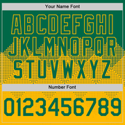 Custom Kelly Green Gold 3D Pattern Design Gradient Square Shapes Authentic Baseball Jersey